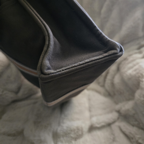 HERMÈS FOURRE TOUT MM HANDBAG/TOTE GREY/ORANGE/CREAM CANVAS W/PALLADIUM HRDWR - Picture 9 of 16